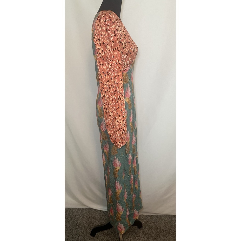 Never Fully Dressed Colorful Cheetah Long Sleeve Midi Modest Dress US 6 - Picture 5 of 16
